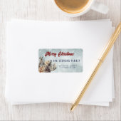 Winterscript Vrolijk kerstgrenen kegel bloemig Etiket (Insitu)