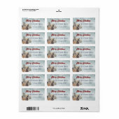 Winterscript Vrolijk kerstgrenen kegel bloemig Etiket (Full Sheet)