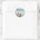 Winterscript Vrolijk kerstgrenen kegel bloemig Ronde Sticker (Tas)