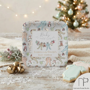 Winterse Baby Shower Lichtgrijze Borden Papieren Bordje