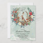 winterse badkuip en hare-doucheuitnodiging kaart (Voorkant)