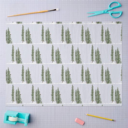 Winterse besneeuwde bosscène met kardinaal tissuepapier (Craft)