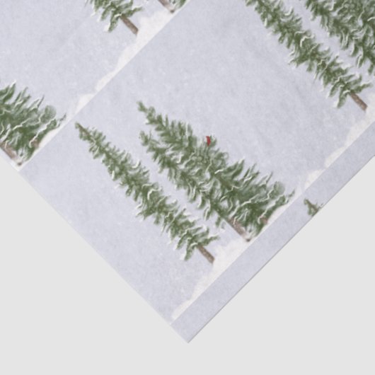 Winterse besneeuwde bosscène met kardinaal tissuepapier (Detail)