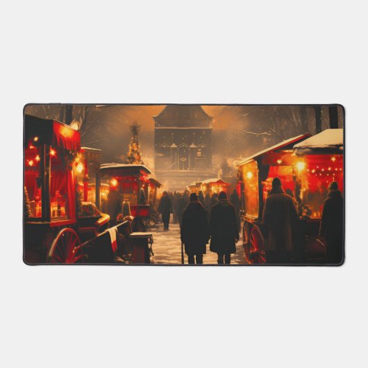 winterse besneeuwde kerstmarkt bureaumat (Voorkant)