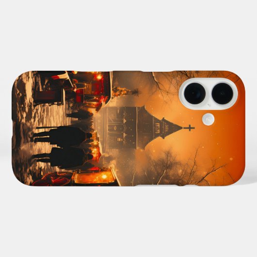  winterse besneeuwde kerstmarkt Case-Mate iPhone case (Achterkant (horizontaal))