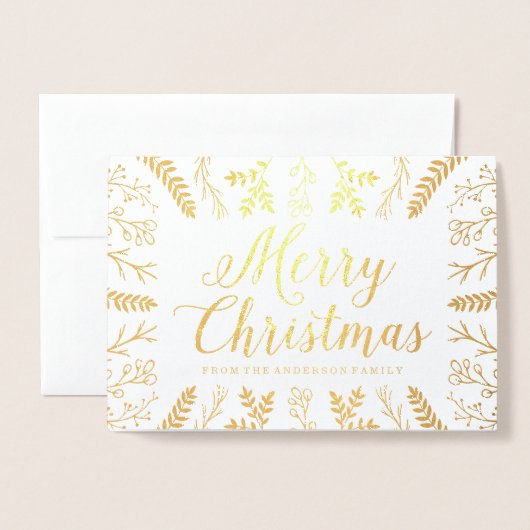 winterse bloei | Gouden Folie Vakantie Fotokaart Folie Kaarten (Voorkant met envelop)