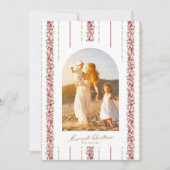 Winterse bloemenkerst vrolijke wensen feestdagenkaart (Voorkant)