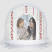 Winterse bloemenkerst vrolijke wensen sneeuwbol (Voorkant)