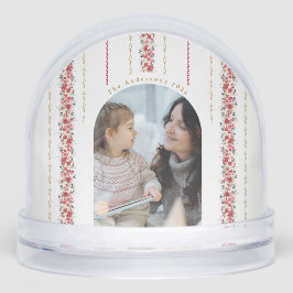 Winterse bloemenkerst vrolijke wensen sneeuwbol