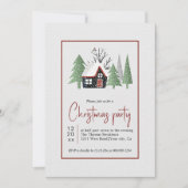 Winterse bomen huis en sneeuwval Kerstfeest Kaart (Voorkant)