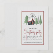 Winterse bomen huis en sneeuwval Kerstfeest Kaart (Voorkant / Achterkant)