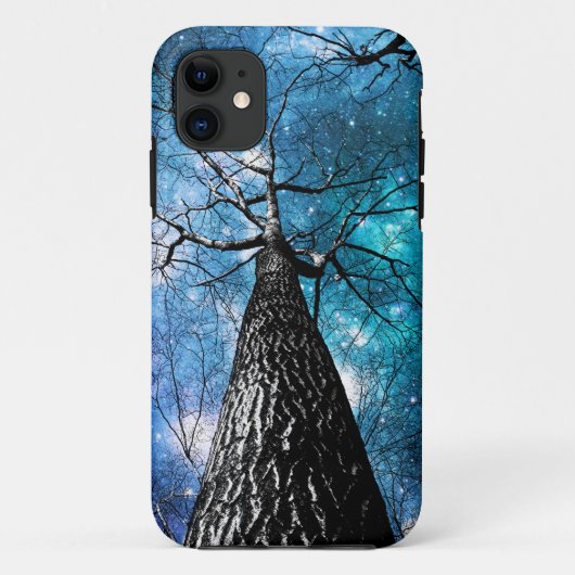 Winterse Bomen Turquoise Teal Sterrenstelsels Case-Mate iPhone Case (Achterkant)
