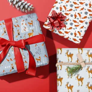 Winterse Bos Landelijke Kerst Dieren Inpakpapier Vel