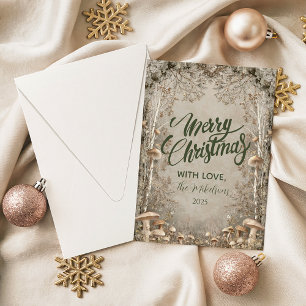 Winterse Bos Vintage Kerstmis Feestdagenkaart