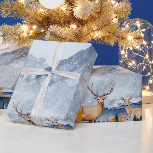 Winterse boslandschap, bosrendieren cadeaupapier (Feestdagen)