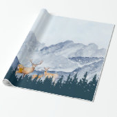 Winterse boslandschap, bosrendieren cadeaupapier (Uitgerold)