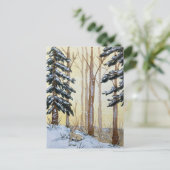 Winterse boswonderland feestdagenkaart (Staand voorkant)
