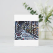 Winterse Bulldog-kerstscène Feestdagenkaart (Staand voorkant)