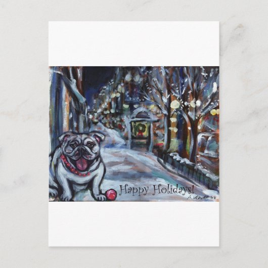 Winterse Bulldog-kerstscène Feestdagenkaart (Voorkant)