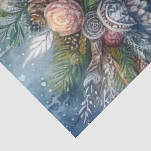 Winterse Dageraad Bosgodin en Uil Tissuepapier (Detail)