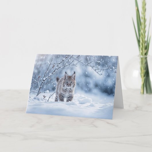 Winterse Dageraad met Bobcat en Sneeuw Kaart (Voorkant)