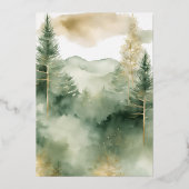 Winterse dennenboom bos monogram bruiloft folie uitnodiging (Achterkant)