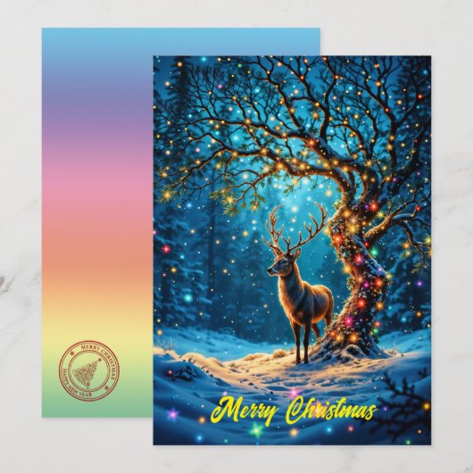 Winterse feestelijke knuffelachtige herten Kerstmi Kaart (Voorkant / Achterkant)