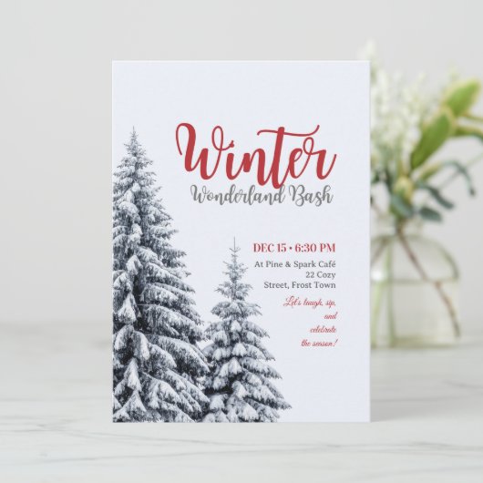 Winterse feestelijke uitnodiging (Staand voorkant)