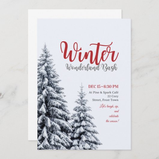 Winterse feestelijke uitnodiging (Voorkant / Achterkant)