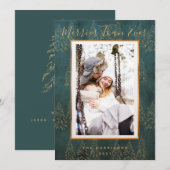 Winterse Gouden Kerstboom Foto Vakantie Kaart (Voorkant / Achterkant)