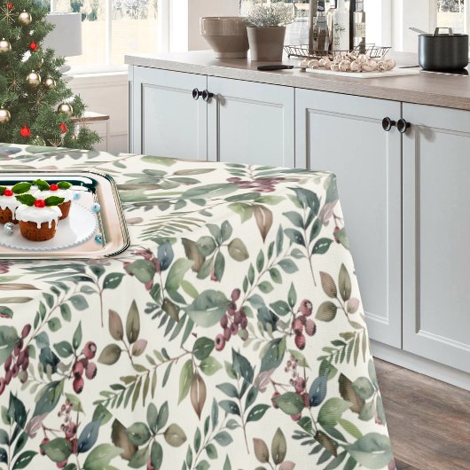 Winterse Groen en Bessens Rustieke Kerstmis Tafelkleed