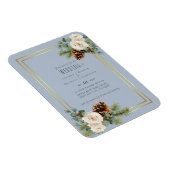 Winterse Huwelijk Witte Rozen Goud Stof Blauw Magneet (Rechterzijde)