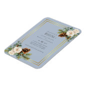 Winterse Huwelijk Witte Rozen Goud Stof Blauw Magneet (Linkerzijde)