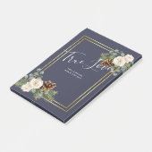 Winterse Huwelijk Witte Rozen Goud Stof Blauw Post-it® Notes (Schuin)