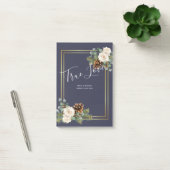 Winterse Huwelijksfeest Witte Rozen Goud Stof Blau Post-it® Notes (Kantoor)