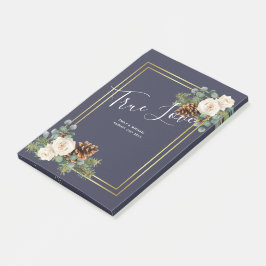 Winterse Huwelijksfeest Witte Rozen Goud Stof Blau Post-it® Notes