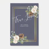 Winterse Huwelijksfeest Witte Rozen Goud Stof Blau Post-it® Notes (Voorkant)