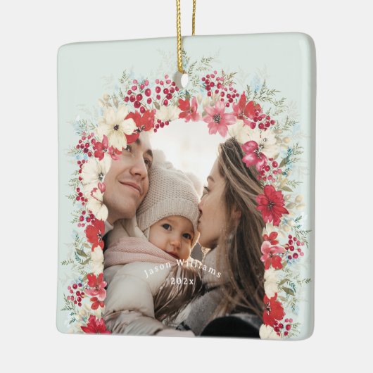 Winterse kerst feestdagen 2 foto 1e kerst keramisch ornament (Links)