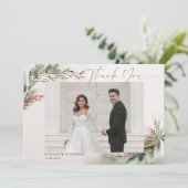 Winterse Kerst Romantische Trouwfoto Dankjewel Bedankkaart (Staand voorkant)