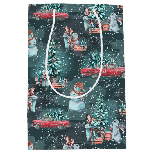 Winterse Kerst Sfeer Medium Cadeauzakje (Voorkant)
