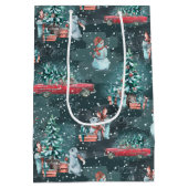 Winterse Kerst Sfeer Medium Cadeauzakje (Achterkant)