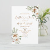 Winterse Kerst Witte Bloem Verjaardag 30e Dinner Kaart (Staand voorkant)