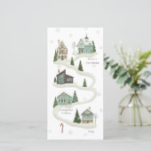 Winterse Kerstkaart met Besneeuwd Dorpje (Staand voorkant)