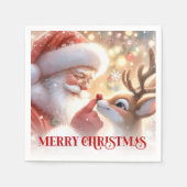 Winterse Kerstman Rudolph Kerstfeest Servetten (Voorkant)