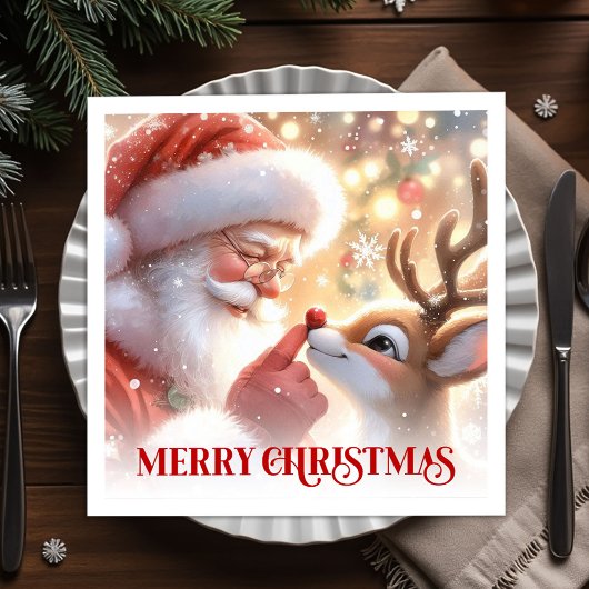 Winterse Kerstman Rudolph Kerstfeest Servetten