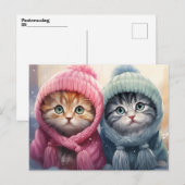 Winterse Kittens in gebreide Petten Briefkaart (Voorkant / Achterkant)