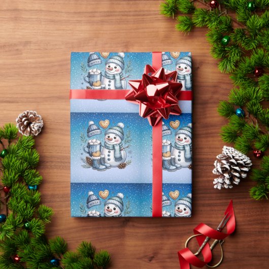 Winterse knuffelige sneeuwman cadeaupapier (Feestdagen Geschenken)