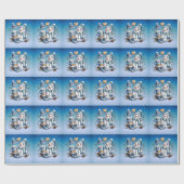 Winterse knuffelige sneeuwman cadeaupapier (Vlak)