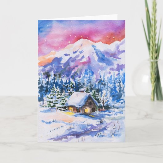 Winterse landschap feestdagen kaart (Voorkant)