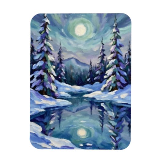Winterse Landschap Magneet (Verticaal)